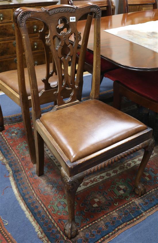 A pair of Chippendale style mahogany dining chairs